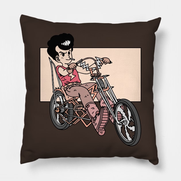 motorcycle chopper Pillow by jorgejebraws