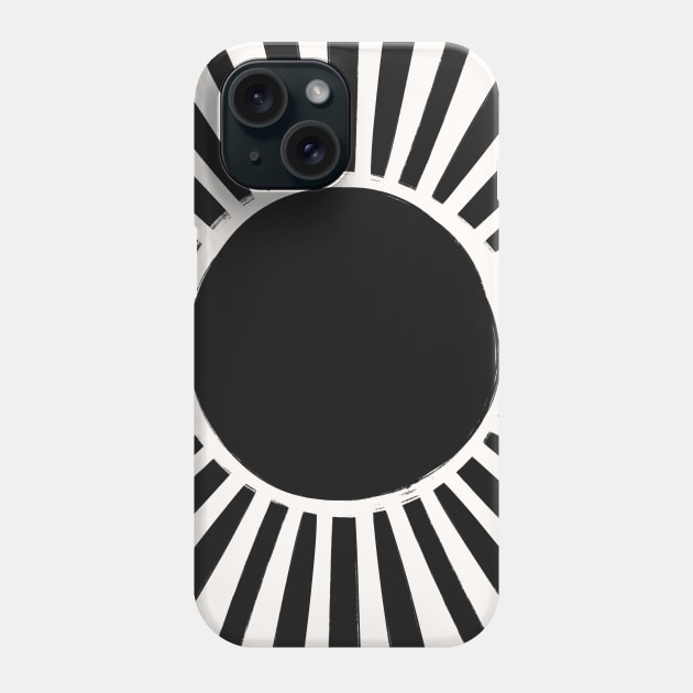 Black and White Sun Boho Scandi Shapes Phone Case by Trippycollage