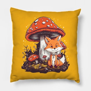 Fox under mushrooms Pillow