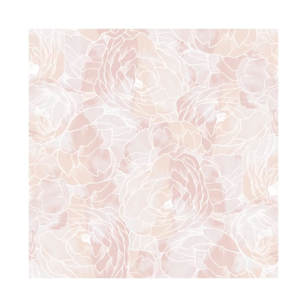 Carnation Outline Pattern in Pink Pastel by marknprints