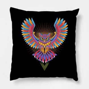 Owl colorful ornament Pillow