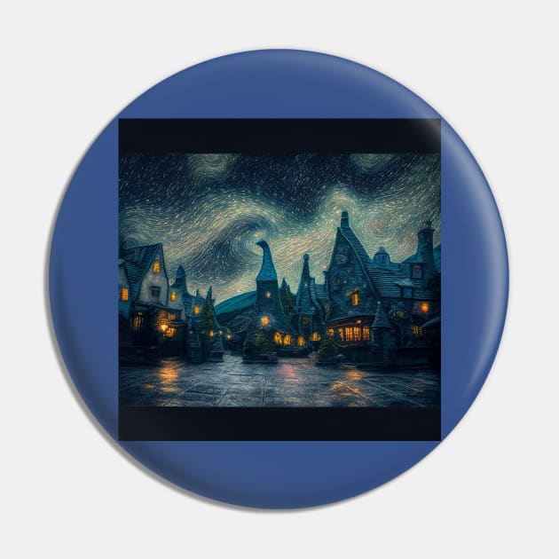 Starry Night Over Hogsmeade Village Pin by Grassroots Green