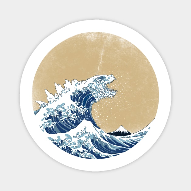 Hokusai Kaiju - Vintage version Magnet by Mdk7