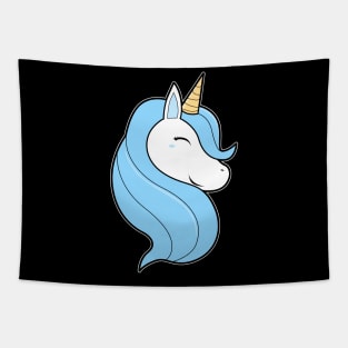 Cute Unicorn Blue Hairs Tapestry