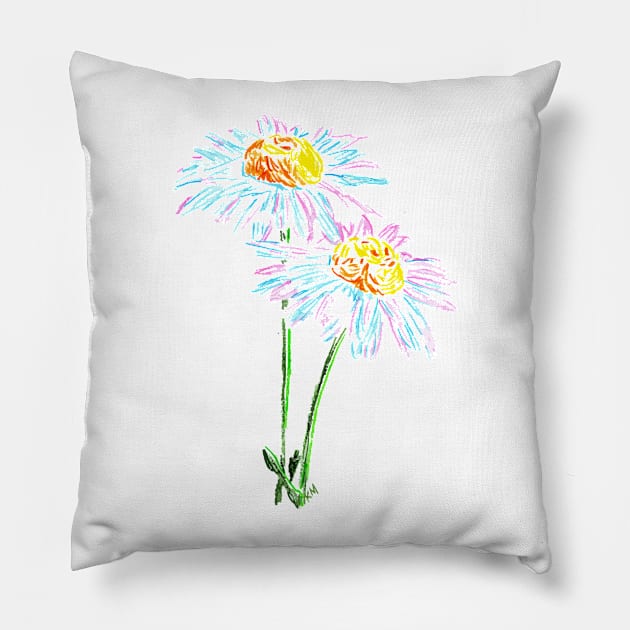 2022 04 flowers 01 daisy Pillow by Katherine Montalto