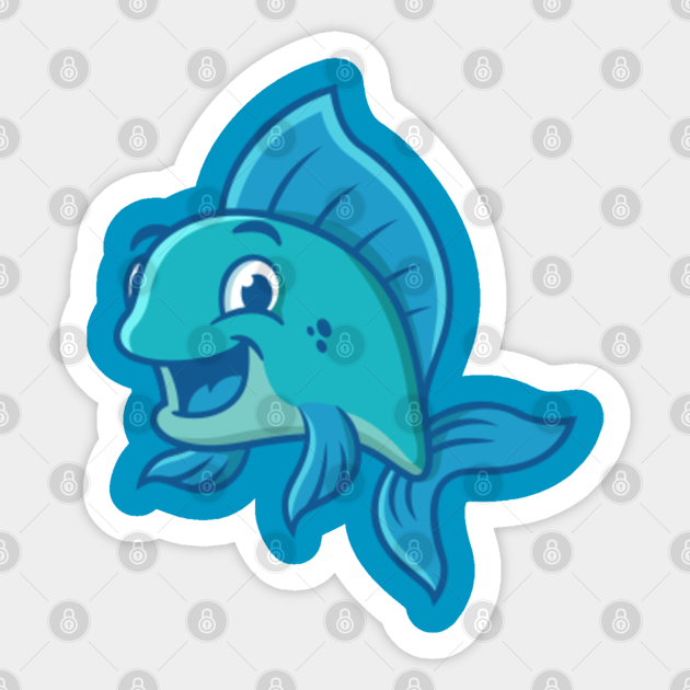 Cute and Funny Cartoon Fish - Fish - Sticker | TeePublic Cute and Funny Cartoon Fish - Fish - Sticker | TeePublic