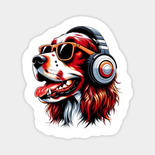 Irish Red and White Setter Smiling DJ with Harmonic Tunes Magnet