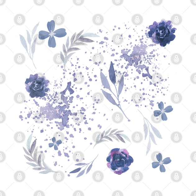 purple flower watercolor pattern by Fiasco Designs