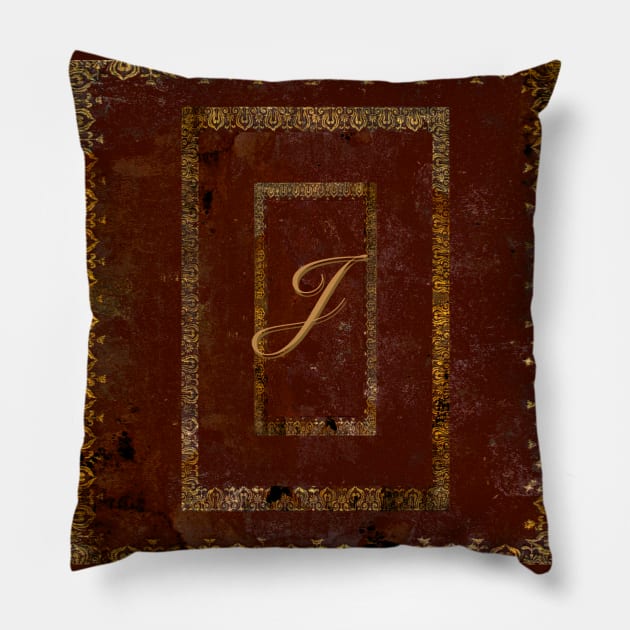 Distressed Leather Book Cover Design Initial J Pillow by JoolyA