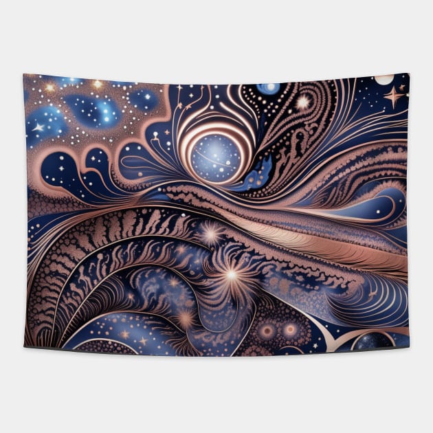 Other Worldly Designs- nebulas, stars, galaxies, planets with feathers Tapestry by BirdsnStuff