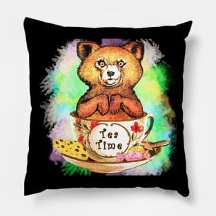 Teddy Bear Tea Time Pillow