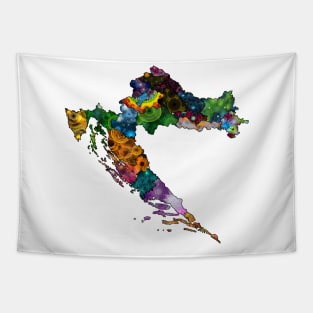 Spirograph Patterned Croatia Regions Map Tapestry