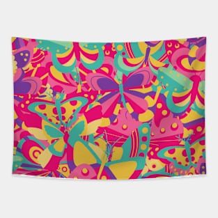 Vibrant, bright and colourful butterfly pattern Tapestry