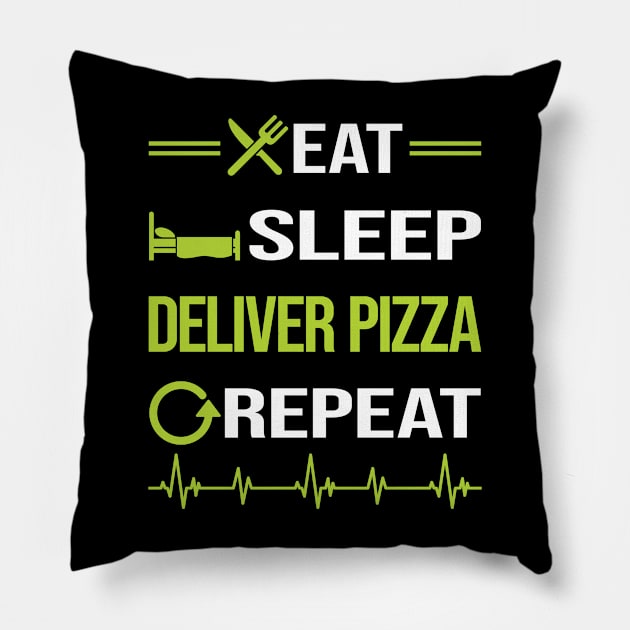 Funny Eat Sleep Repeat Pizza Delivery Pillow by relativeshrimp