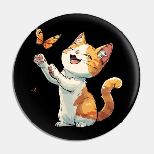 A Cute Cat Trying to Catch a Butterfly Pin