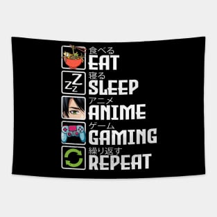 Eat Sleep Anime Gaming Repeat Tapestry