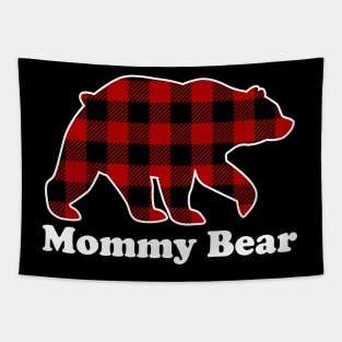 Mommy Bear Red Plaid Christmas Pajama Family Tapestry