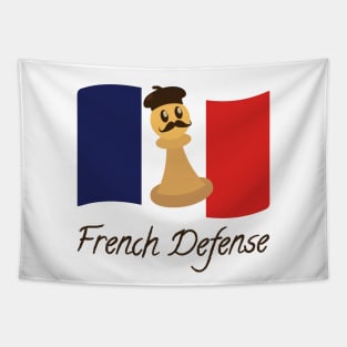 French Defense Flag | Checkmate Gift Ideas | Chess Player Tapestry