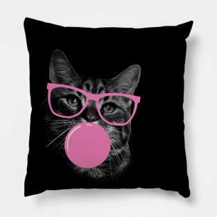 Cute Sassy Cat Pink Bubble Gum Pillow