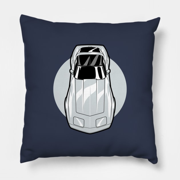 Silver Chevy Corvette C3 Pillow by KaroCars