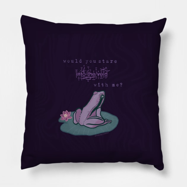 Would you stare into the void with me? Frog Pillow by varangyosreka