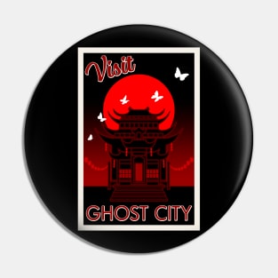 Visit Ghost City retro travel poster Pin