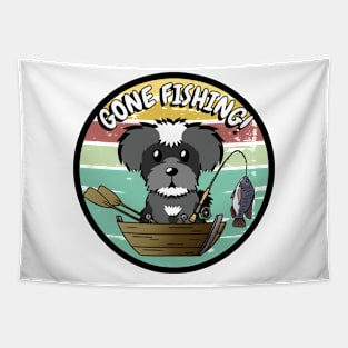 Cute schnauzer has gone fishing Tapestry