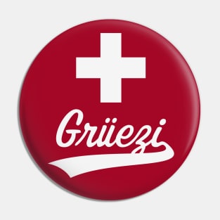 Grüezi Lettering (Switzerland / Swiss Flag / White) Pin