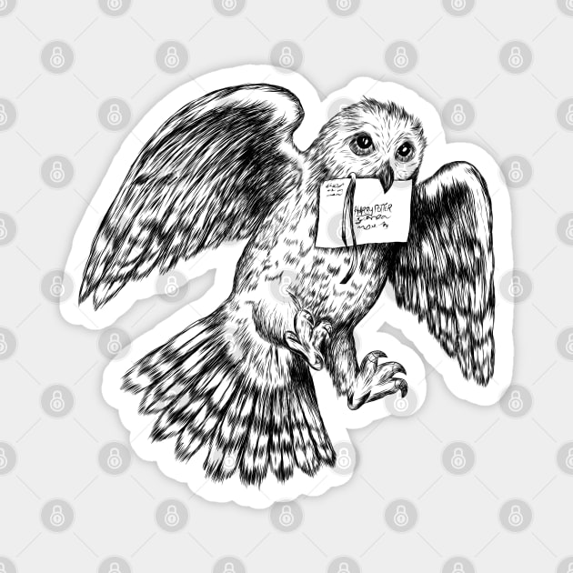 Hedwig the superb owl. Magnet by Ndanceart