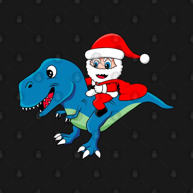 santa rides a dinosaur in christmas day by osvaldoport76