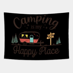 Camping Is My HapPlace Favorite Vacation Rv Camper Tapestry