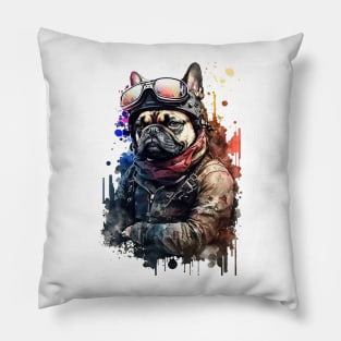 Pet Dog Portrait, Dog Owner Gift Idea, Cute French Bulldog Watercolor Dog Portrait Pillow