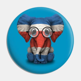 Baby Elephant with Glasses and Costa Rican Flag Pin