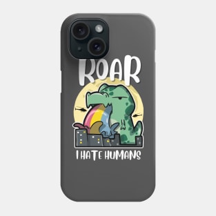 I Hate Humans - Tyrannosaurus Rex rainbow vomit Phone Case