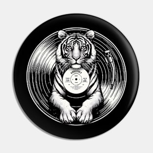Tiger on vinyl plate Pin