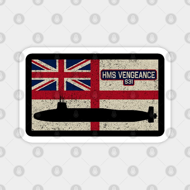 HMS Vengeance S31 Vanguard-class Submarine Vintage British Royal Navy Flag Gift Magnet by Battlefields