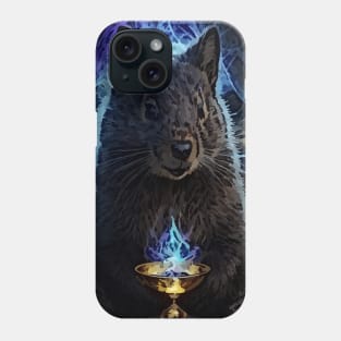 watercolor groundhog wizard cat in mirror Phone Case