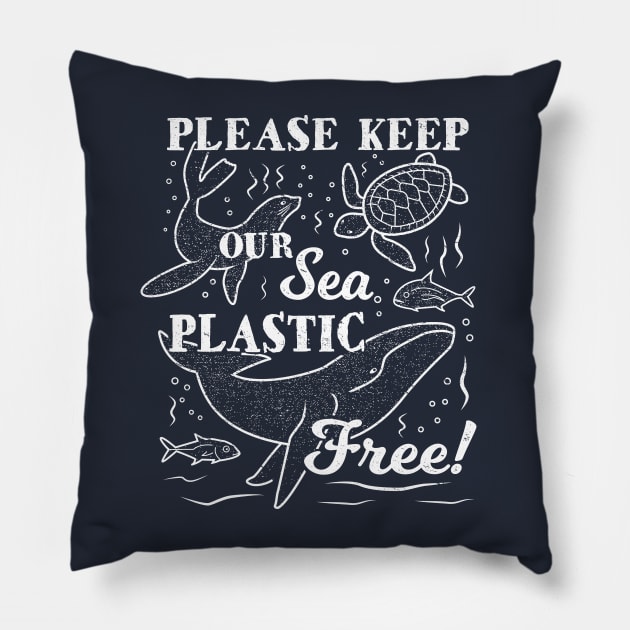 Plastic Ocean - Please Keep Our Sea Plastic Free Pillow by bangtees