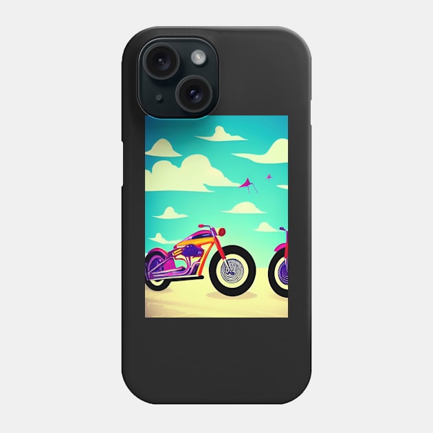 DREAMY RETRO MOTORCYCLE ON A BEACH Phone Case by sailorsam1805