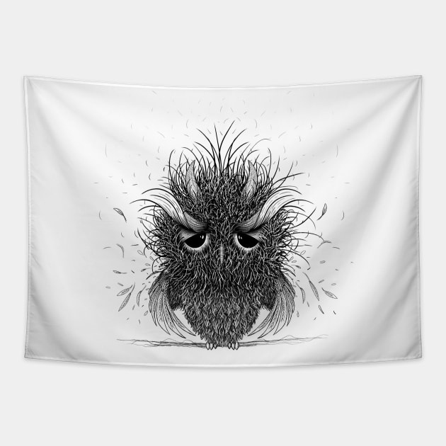 Angry Demon Owl Tapestry by ilhnklv