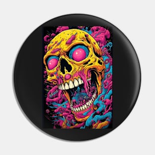 Colorful fresh skull Pin