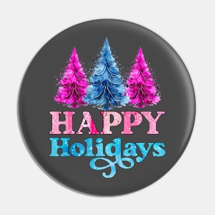 Happy Holidays Pink Christmas Pin