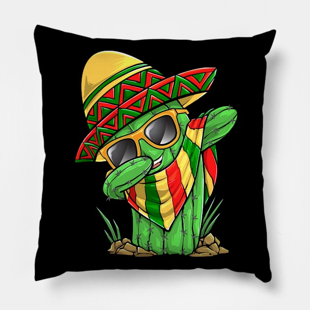 Cinco de Mayo Dabbing Cactus Pillow by KAWAIITEE