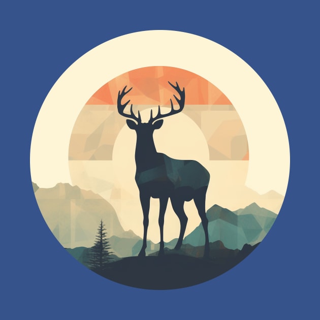 Deer Silhouette Emerald Forest Camping Sport Circle by yambuto