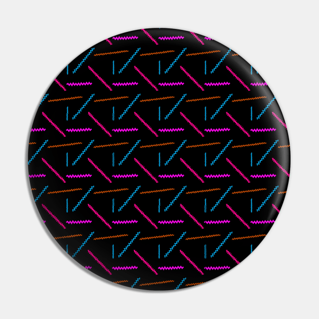 Retro 90s Neon Zigzag Lines - Wavy, Funky Pattern Pin by JDWFoto