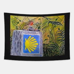 Camino Trail Marker Bird Tapestry