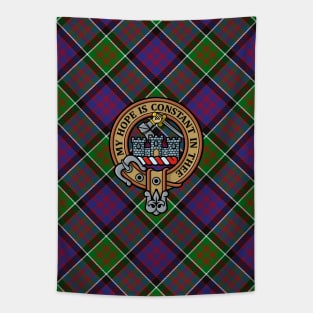 Clan MacDonald of Clanranald Crest over Tartan Tapestry