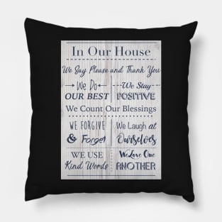 House Rules to Live By Print Pillow