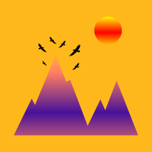 MOUNTAINS AND RETRO SUN T-Shirt