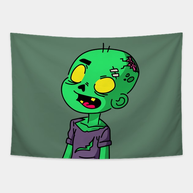 Zombie Boy Cartoon Tapestry by SLAG_Creative